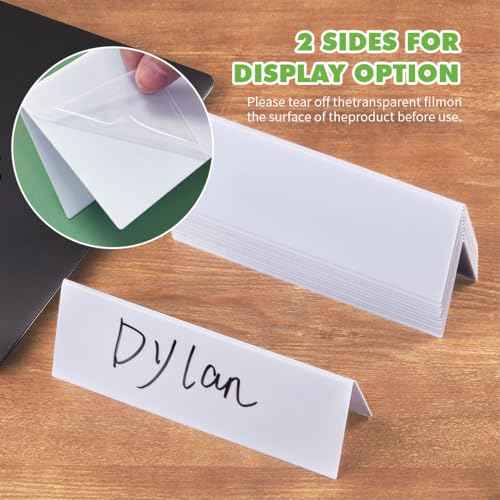 12 Pcs Dry Erase Name Tent Cards for Table, Reusable Name Cards 8.75" x 3" Desk Name Tents Sets with Dry Erase Markers and Erasers, Facilitate Effective Organization of Meetings and Classes