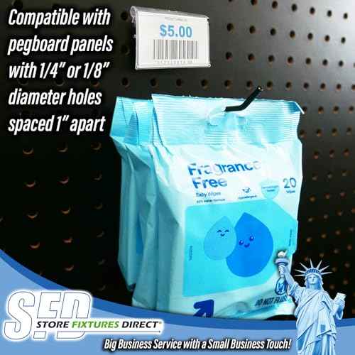 STORE FIXTURES DIRECT Pegboard Label Holder, Scannable UPC Ticket Display with Slot for Peg Wall, 2.5" L x 1.25", 50 Pack
