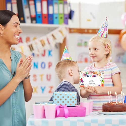 FaCraft Birthday Certificates for Students – 36 Confetti Certificates, 5.5x8.3 in, Classroom Rewards – Style 1