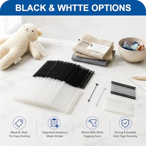 2000 Pcs 2" Tagging Gun Fasteners – 1000 Black & 1000 White, Standard 2-Inch Refills (Yiqianhome)