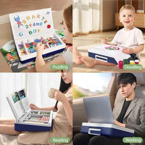 Lap Desk with Storage Cushion - Washable Portable Writing Lap Desk for Laptop with iPad Slot Magnetic WhiteBoard for Home Office Couch Bed - Fits Up to 15.6 Inch Laptop