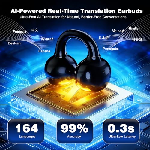 Wireless Bluetooth Translation Earbuds 164 Languages Real-Time Multilingual Headphones