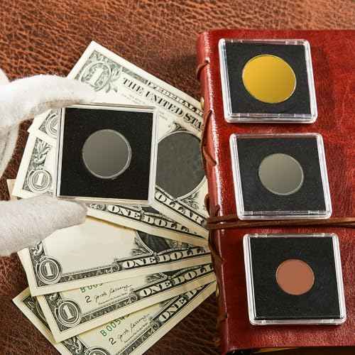 Leinuosen 150 Pcs Adjustable Acrylic Coin Cases for Collectors with Sponges 20/25/30/35/40 mm Coin Snap Holder Silver Dollar Protection Cases Dollar Collection Supplies