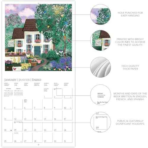 Graphique 2026 Joyful Landscapes Wall Calendar | 12¡± x 12¡± | Thick Paper | Home & Office Organizer | Large Monthly Grid | 3 Languages & Marked Holidays | 4 Month Preview Page for 2027