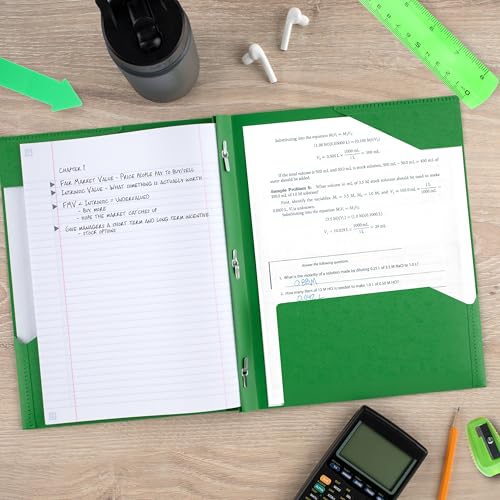 Five Star 2-Pocket Plastic Folder with Stay-Put Tabs & Prongs 4 Pack - Black, Fire Red, Forest Green, Pacific Blue