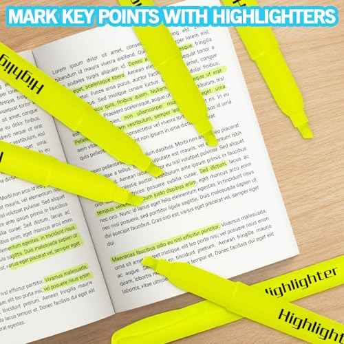 Highlighters Bulk - Quick-Dry No Bleed Markers for Office Classroom School Supplies Adults Kids Teachers Students (Yellow, 30)