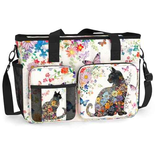 Large Waterproof Work Bag. Shoulder Bag for Work. Gift for Cat Lovers and Owners.