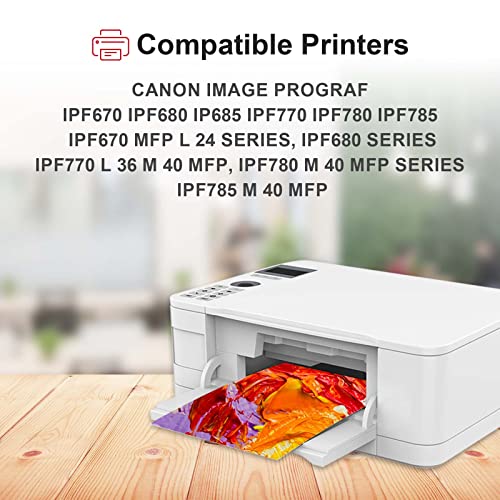 PFI-107 Yellow Ink Cartridge Compatible for Canon PFI107 PFI-107Y for imagePROGRAF iPF780 iPF785 iPF770 iPF685 iPF680 iPF670 Printer, 130ml