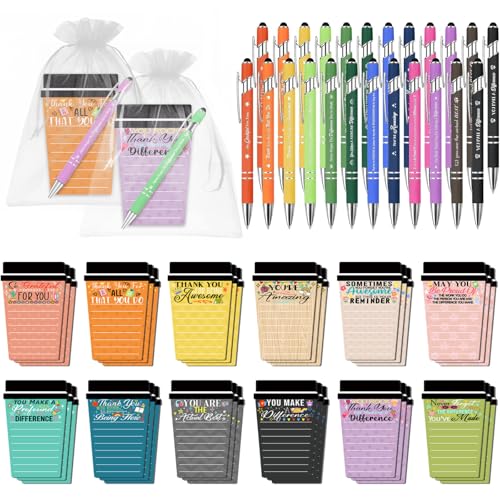 36 Sets Employee Appreciation Gifts Bulk Coffee Cup Sticky Notes with Inspirational Pens, Funny Notepads Motivational Ballpoint Pen Christmas Gifts for Coworker Teacher Nurse Office Supplies