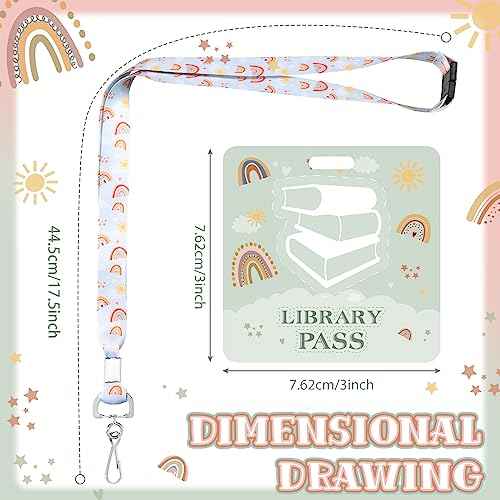 Kosiz 6 Sets PVC Boho Hall Pass Lanyards and School Passes Set Include 6 Pcs Unbreakable PVC Classroom Passes 6 Pcs Neck Lanyard for Teacher Must Have Student Nurse Office Classroom Supplies Reusable