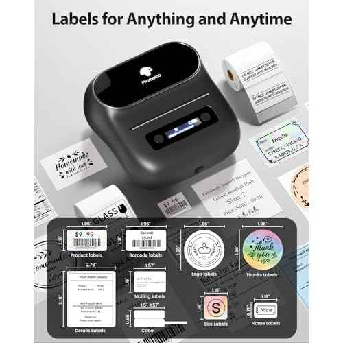 Phomemo Label Maker,M220 Label Printer,3 Inch Bluetooth Thermal Label Maker Machine with 6000+ Icons,700+ Templates,400+ Fonts,for Kids School Items,Small Business,Large Sticker