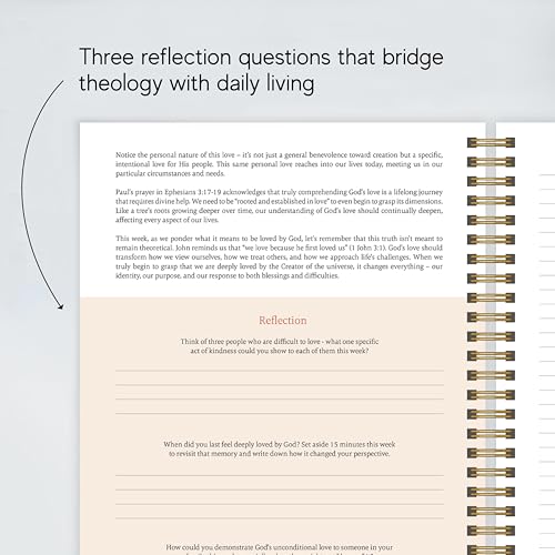 Floral Spiral Bible in a Year Study Guide, 52-Week Christian Devotional