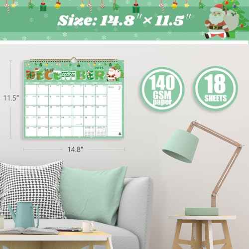2025-2026 Wall Calendar, Calendar 2025-2026, 18 Month Calendar July 2025 - December 2026, 14.8" X 11.5", Calendar with Twin-Wire Binding, Hanging Hook and Julian Dates (Seasonal Designs)