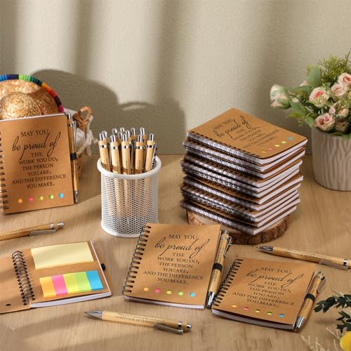 30 Sets Inspirational Notebook Bulk Christmas Employee Appreciation Gifts Spiral Weekly Planner Notebook with Sticky Note bamboo Pens for Holiday Coworker Nurse Staff (May You Be Proud)
