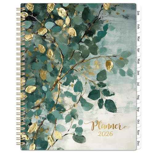 2026 Planner - Planner 2026 Weekly and Monthly, 9''x11'', Jan. 2026 - Dec. 2026, 2026 Weekly and Monthly Planner, Tabs, Pocket, Twin-wire Binding - Art Leaves