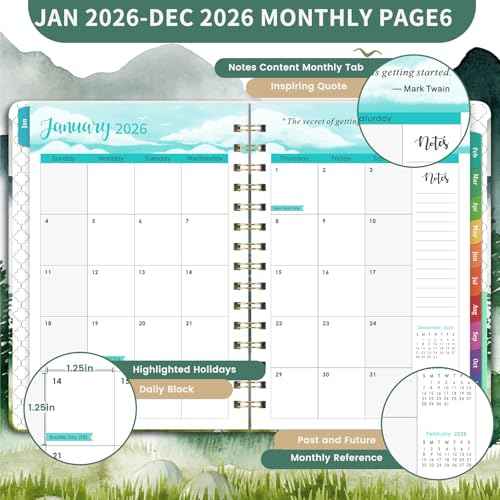 2026 Planner - 2026 Planner Weekly and Monthly, Planner 2026 from Jan.2026-Dec.2026, 6.4" ¡¿ 8.5" Planner with Thick Paper, Strong Twin-Wire Binding