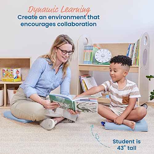 ECR4Kids SoftZone Floor Cushions, Square, Flexible Seating, Powder Blue, 6-Piece