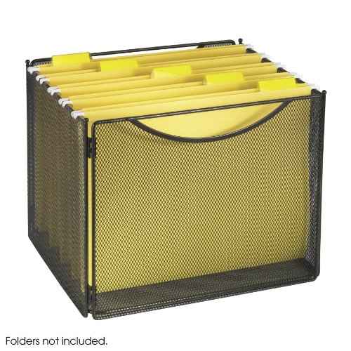 Safco Onyx Mesh Letter-Size File Cube 2170BL Black, Black Powder Coat Finish, Durable Steel Mesh Construction