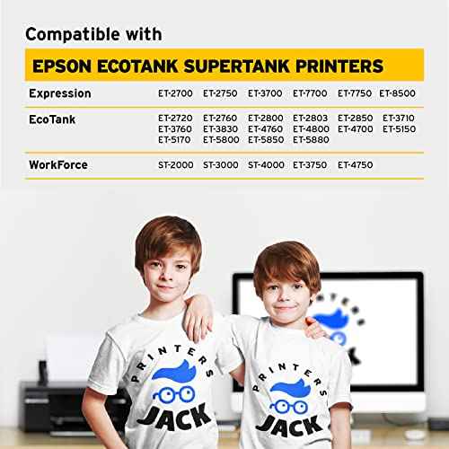 Printers Jack 700ML Sublimation Ink for EcoTank Supertank Inkjet Printer ET-2720 ET-2760 ET-2750 ET-2700 ET-3700 ET-3710 ET-3750 ET-3760 Heat Press Transfer on T-Shirt (Autofill/ICC-Free/Anti-UV)