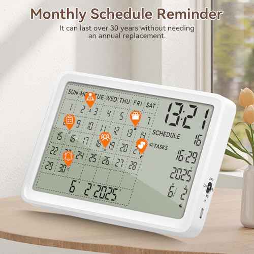 Digital Calendar, All-in-one Smart Calendar Wall & Desk Mountable, 90-Day Battery Life, Schedule Planner Desk Digital Organizer with Tasks & Reminders for Business Office Home School (White, 8)