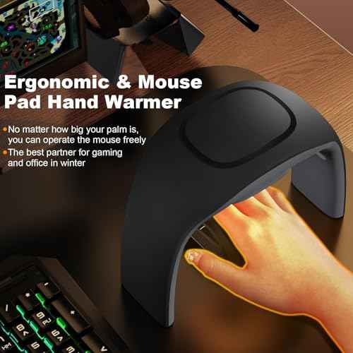 Heated Mouse Pad Hand Warmer,110V 100W Foldable Adjustable Temperature Desk Hand Heater for Office,Portable Electric Quiet Space Heaters for Indoor Use,for Kids Men and Women Christmas Gifts(Black)