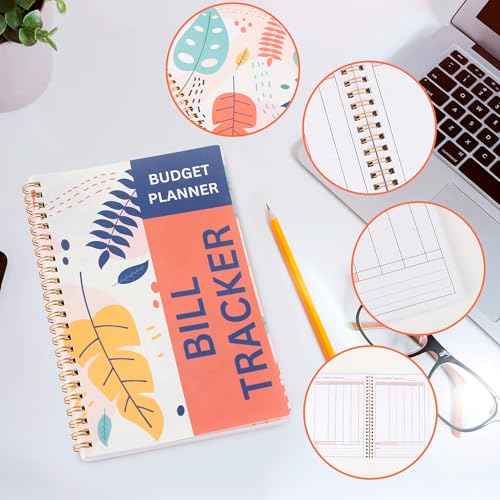 Bill Payment Tracker Notebook with Spiral Binding and Back Pocket ? for Financial Tracking Home Finance & Monthly Bill Payment Organizer (Sunset Leaves)