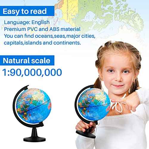 Meooeck 12 Pcs World Globe with Stand 4.6 Inch Geographic World Globe Bulk for Kids Students Learning Educational Classroom Desk Table Decoration, Blue