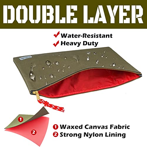 Rough Enough Green Army Document Organizer Pouch - Heavy Duty Canvas File Folder