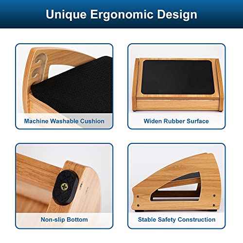 StrongTek Wood Ergonomic Footrest - 4-Angle Adjustable Foot Stool for Desk, Office Footrest, Anti-Slip Foot Stand for Under Desk, Enhances Posture, Promotes Blood Circulation, Easy Assembly (Espresso)