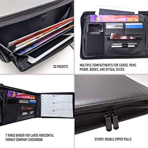 MSP 7 Ring Business Check Portfolio Binder with Handle, Zipper Closure for 3-to-A Pages Business or Personal Checks with Stub (7 Ring Business Check Portfolio)