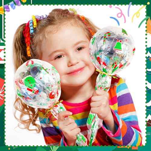 Giant Lollipop Christmas Goodie Bags, 24 Pack Stationery Christmas Classroom Gifts Bulk Xmas Class Stationery Gifts for Students Holiday