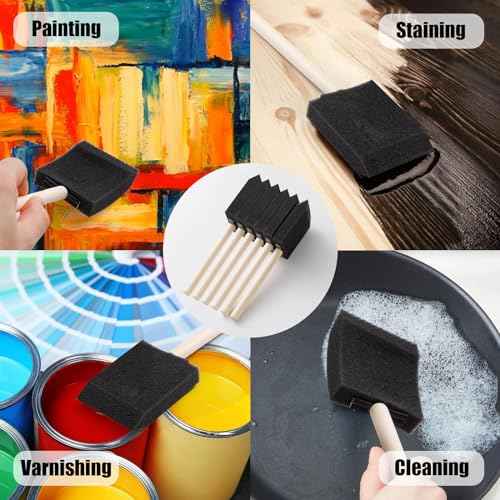240 Pcs Foam Paint Brushes, 1 Inch Foam Brush for Painting, Bulk Sponge Brushes with Wood Handles, Foam Art Paintbrushes Set for Staining, Varnishing, Finishing, Touchup and DIY Craft Projects