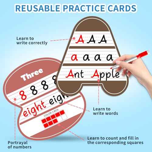 Circle Time Learning Center Pocket Chart for Classroom, Dry Erase Alphabet & Number Flash Cards, Write ABC Letter Tracing Writing Practice Games for Kids, Learning Weather Counting Color Shape