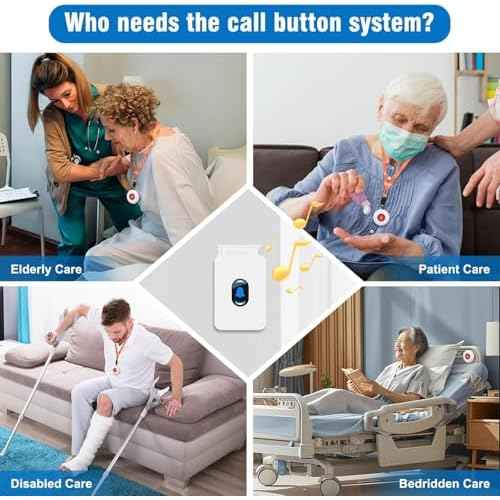 Daytech Caregiver Pager Call Button for Elderly Nurse Alert System for Seniors Patient Disabled at Home/Hospital/Clinic/Nursing Home 2 Emergency Button 2 Plugin Receivers