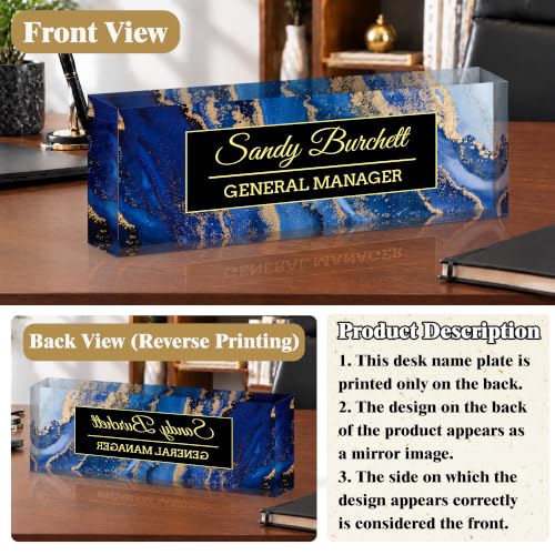 Blue Coast Personalized Desk Name Plate - Custom Office Name Tag, Made in USA