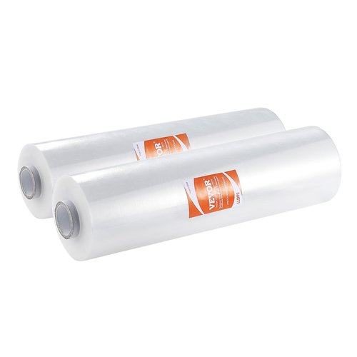 VEVOR Stretch Film, 15 inches x 1200 feet, 80 Gauge Industrial Strength Clear Durable Stretch Wrap Roll, Heavy Duty Shrink Film Stretch Wrap with Handles for Pallet Wrapping Shipping Moving, 2 Pack