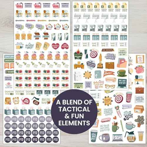 bloom daily planners Workday Essentials Planner Stickers - Productivity Variety Pack for Business Professionals - 8 Sheets / 802 Stickers - Meetings, Deadlines, Payday Icons for Work & Office