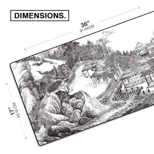 MPCO. Ukiyo-E Large Gaming Desk Pad - 36" x 17" Duraglyde Fabric Whiling Away Desk Mats - Washable, Smooth Glide for Precision Gaming & Work