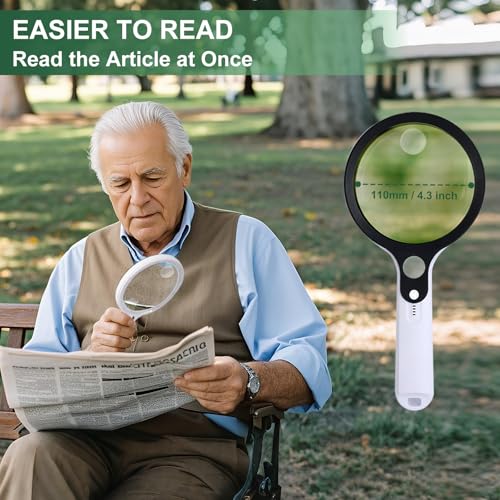 BASEJKCO White Handle 10X 20X 45X LED Magnifying Glass with 48 Lights