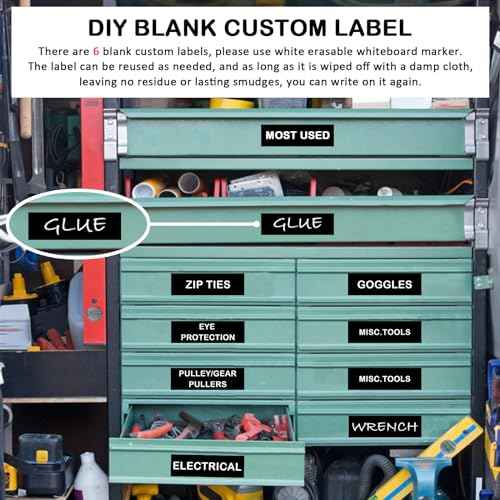 Magnetic Tool Box Organization Labels,Tool Chest Organizer Labels with Strong Magnets,Easy to Read Printing - Fits All Brands of Steel Tool Box Drawers (72 Pcs, 4 x 1 Inches)