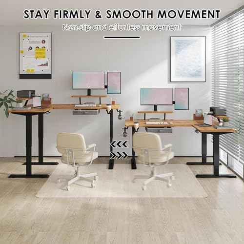 Clear PVC Office Chair Mat - Stronger & Durable Desk Chair Mat for Hardwood Floor, Non-Slip Floor Protector for Office Chair Casters, Desk Mat for Desk (Clear for Hardwood, 30X48IN Rectang)