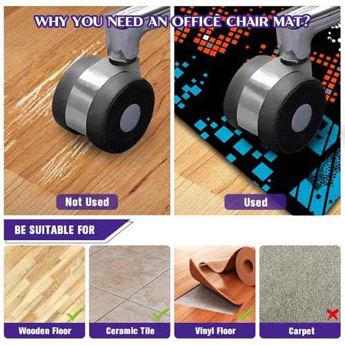 Office Chair Mat for Hardwood Gamer 36"x48" Computer Gaming Chair Mat Anti-Slip Rugs Game Protector for Rolling Chairs Under Desk Rug for Home
