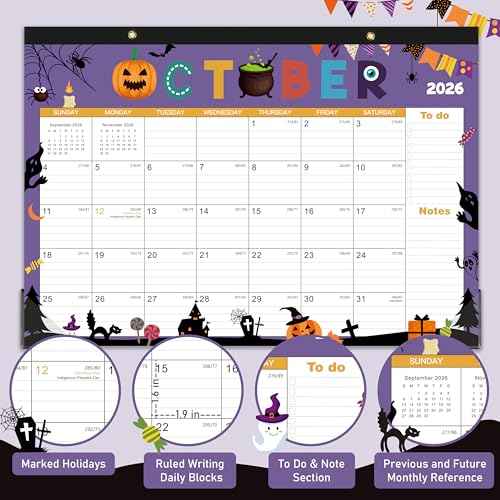 2026 Desk Calendar - Jan 2026 - Dec 2026, 2026 Calendar, 17" x 12", 12 Months Calendar, Seasonal Desktop Calendar, Notes Section
