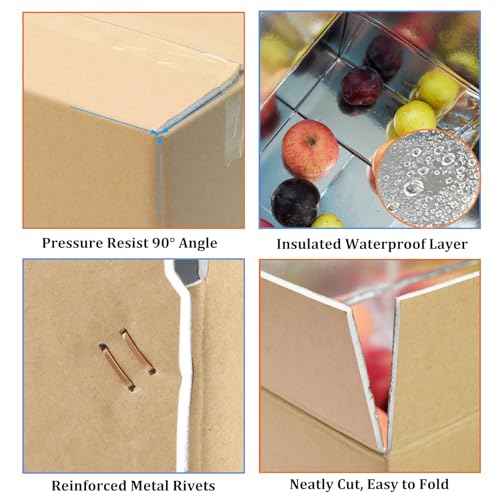 Acrux7 8 PCS Insulated Shipping Boxes with Aluminum Foil Liners and Bags, 10.2"x6.3"x7.1" Thermo Chill Insulated Shipping Box for Cold Shipping Frozen Food, Large Cooler Carton for Mailing Packing