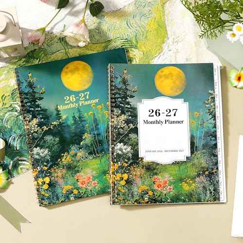 2026-2027 Monthly Planner - 2026-2027 Planner, Jan. 2026 - Dec. 2027, Monthly Planner/Calendar 2026 with Tabs, 9" x 11", Twin-wire Binding, Back Pocket, Note Pages