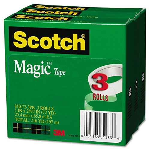 Scotch 810723PK Magic Tape Refill, 1-Inch x 2592-Inch, 3-Inch Core, 3/Pack