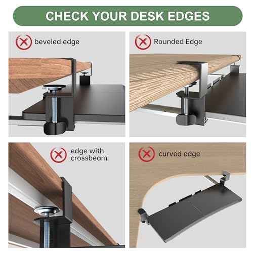 Extra Large Keyboard Tray Under Desk - Slide Out with Sturdy C-Clip Mount System, 31.5" (35.8" Including Clamps) x 11.8" Put-Out Keyboard Tray Computer Drawer for Ergonomic Typing, Black