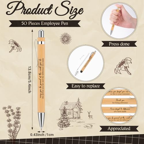 Tenceur 50 Pack Employee Appreciation Gifts Bulk Inspirational Spiral Notebooks with Motivational Pens Thank You Gifts for Staff Teacher Coworker Christmas Gift