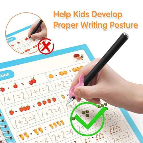 Large Magic Grooved Practice Copybook for Kids, Reusable Grooved Handwriting Workbook, Learn to Write Number Letter Tracing for Kids Ages 3-8 Kindergarten Preschool Calligraphy 10.2¡¿7.3"