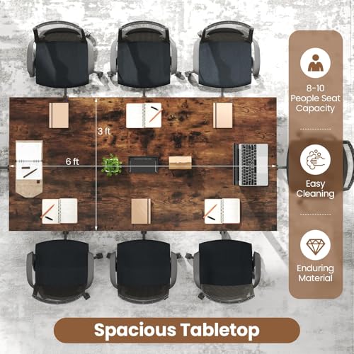 GIANTEX 6 Ft Conference Table for 8-10 People, Rustic Brown, Model 1